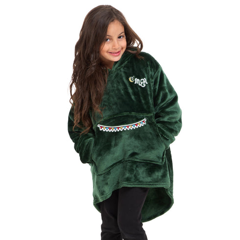 Snuggs Kids Blanket Hoodie Dark Green مدفع رمضان